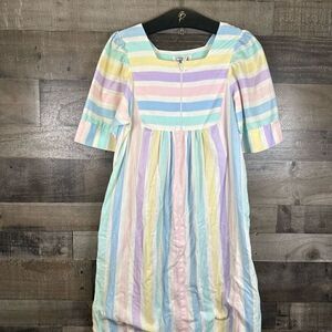 Saybury Women’s Size Small Vintage Maxi Dress Multicolor Pastel Zip Up Easter